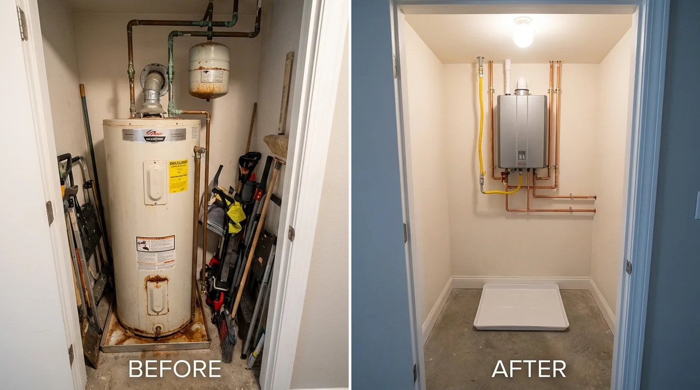 Tank water heater versus wall-mounted tankless unit comparison for Globe, AZ homeowners