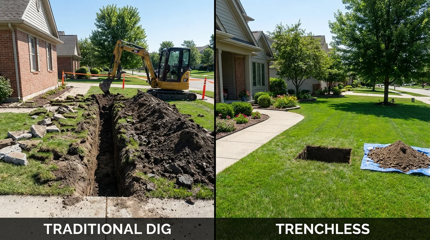 Trenchless sewer repair with minimal yard damage versus traditional excavation in Globe, AZ